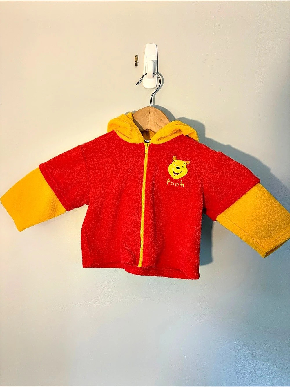 Vintage Disney Winnie the Pooh Baby Fleece Jacket Red & Yellow 6/9M